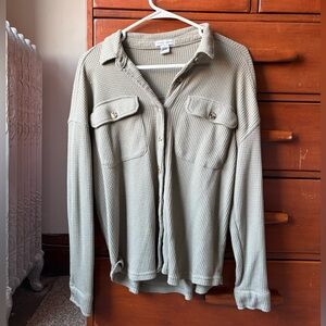 cozy green button up size small (oversized)